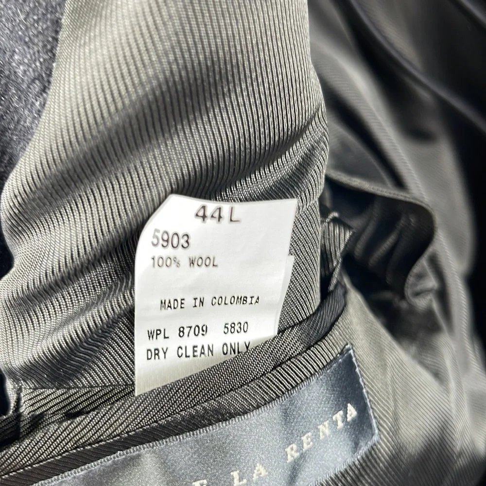 Oscar DeLa Renta Wool Blazer Single Breasted Marled Charcoal Grey Fully Lined